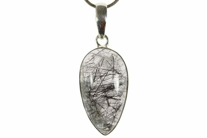 Glassy Tourmalinated Quartz Pendant - Sterling Silver #369891